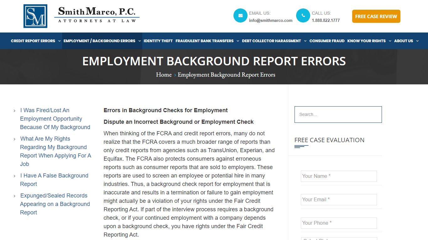 Dispute Employment Background Check Report Errors | SmithMarco